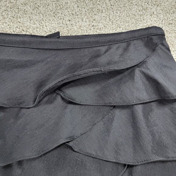 Cachet Womens Skirt Medium Black Ruffle Layered Pencil Straight Career Office - Picture 7 of 13